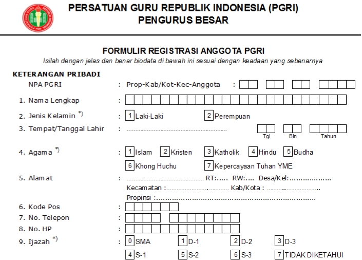 Pendaftaran PGRI Krayan - Persatuan Guru Republik Indonesia Cabang Krayan
